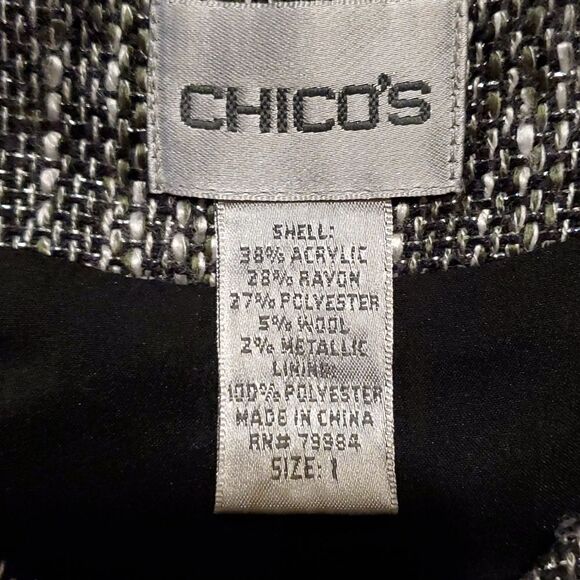 Chico's Tweed Beaded Long Line Jacket Size 1 - Picture 7 of 8